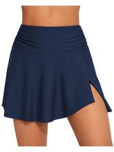 Women's High Waisted Ruched Swim Skirt Split Tummy Control Tankini Swimsuit Bathing Suit Bottoms with Pocket