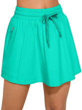 Women's High Waisted Swim Skirt with Zipper Pockets Tummy Control Bathing Suit Swim Bottoms