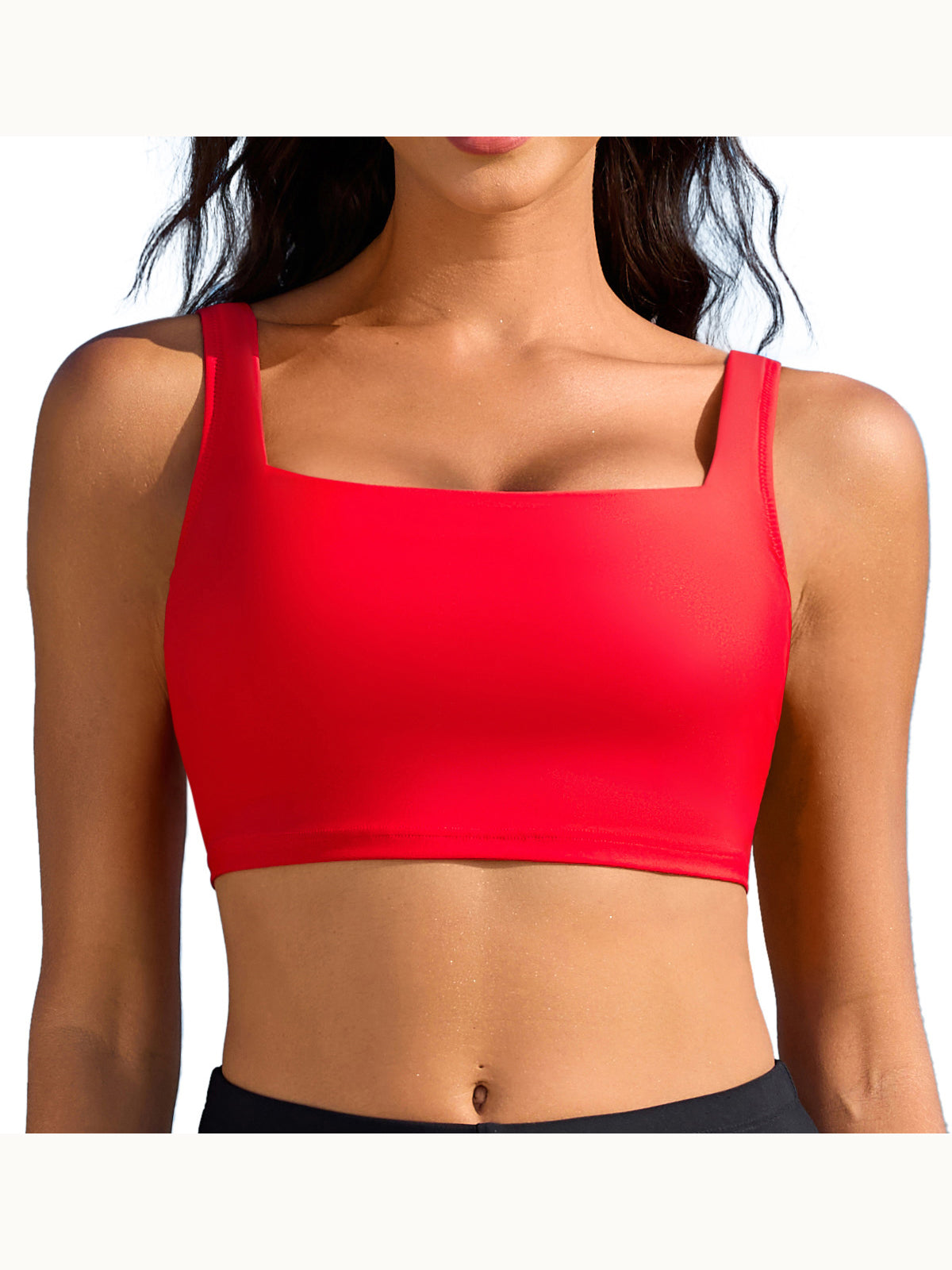 Beautyin Women's Bikini Top Square Neck Swim Top Quick Dry UPF 50+ Padded Bathing Suit