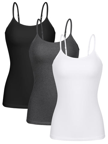 Beautyin Cotton Camisole Tops for Women Shelf Bra Adjustable Spaghetti Strap Tank Top Basic Cami Undershirt