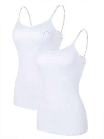 Cotton Camisole Tops for Women Shelf Bra Adjustable Spaghetti Strap Tank Top Basic Cami Undershirt