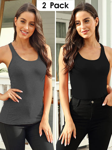 Women's Tank Top with Shelf Bra Racerback Workout Yoga Tops Undershirt