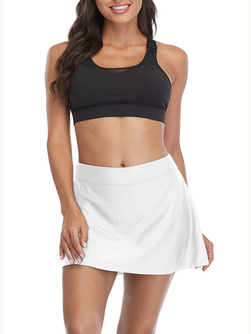 Beautyin Women's Solid Swim Skirt Build-in Brief Tummy Control Tankini Bottoms