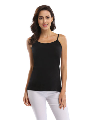 Cotton Camisole for Women Shelf Bra Adjustable Spaghetti Strap Tank Top Basic Cami Undershirt