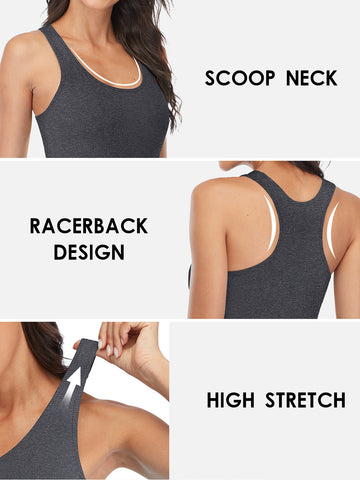 Women's Tank Top with Shelf Bra Racerback Workout Yoga Tops Undershirt