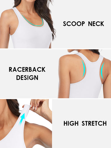 Beautyin Women Tank Top with Shelf Bra Racerback Workout Yoga Tops Undershirt