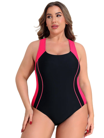 Beautyin Plus Size Womens Swimsuit One Piece Athletic Racerback Bathing Suits