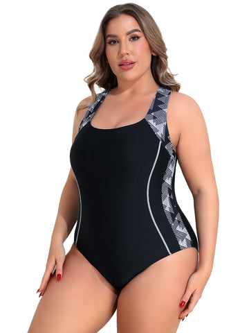 Beautyin Plus Size Womens Swimsuit One Piece Athletic Racerback Bathing Suits