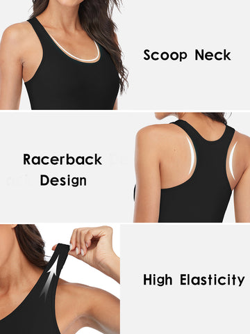 Women Tank Top with Shelf Bra Racerback Workout Yoga Top Undershirt